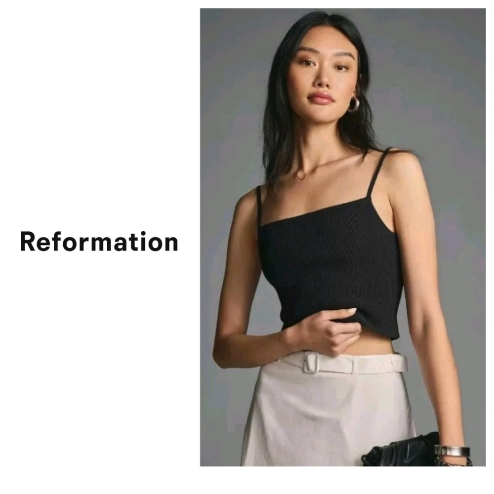 Reformation Black Ribbed Women's Top